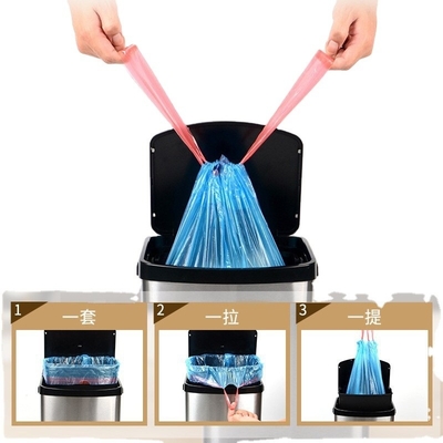 Ventajas de la cocina de la bolsa de basura con cuerdas de tira con espesor personalizado
