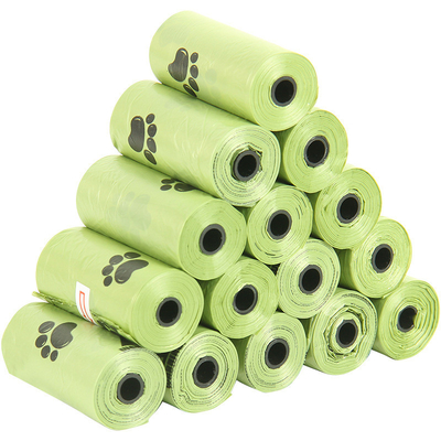 15 PCS/rollo Bolsas biodegradables de basura para mascotas Bolsa de camiseta Tipo de bolsas para perros Suministros de bolsas de caca