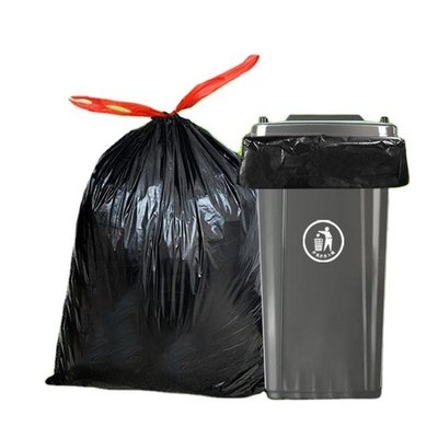 5-50 mic Espesor de carga pesada de cuerda de tracción Bolsa de basura biodegradable con superficie en relieve