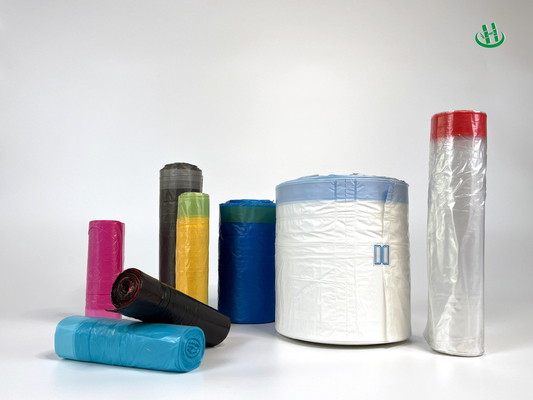 Logotipo personalizado OEM Bolsas de basura grandes con mango de cuerda de tracción Estructura de material HDPE