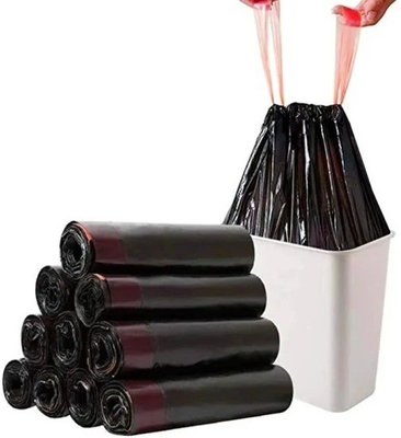 5-50 mic Espesor de carga pesada de cuerda de tracción Bolsa de basura biodegradable con superficie en relieve