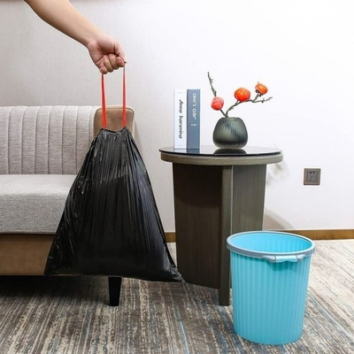 Verde 13 galones en relieve de la cuerda de tracción biodegradable bolsas de basura de basura Fuerte y resistente