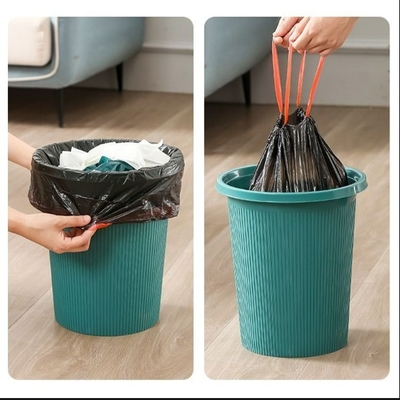 Verde 13 galones en relieve de la cuerda de tracción biodegradable bolsas de basura de basura Fuerte y resistente