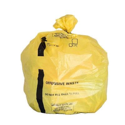 Impresión personalizada de bolsas de desechos médicos de HDPE amarillo espeso para hospitales y clínicas