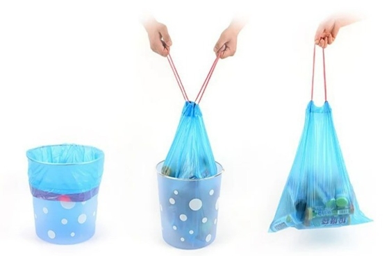 Bolsas de embalaje de basura de cocina grandes y altas verdes o personalizadas con cuerda de tira en rollo
