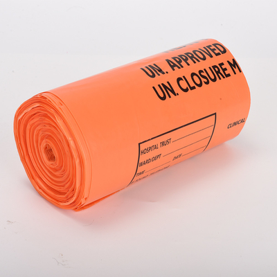 Autoclave rojo amarillo Bolsas de basura médica de plástico Bolsas de basura de residuos Bolsas de riesgo biológico en rollo