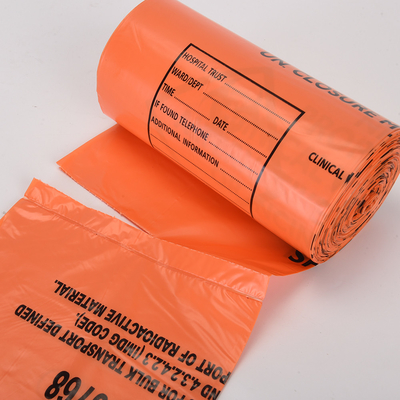 Autoclave rojo amarillo Bolsas de basura médica de plástico Bolsas de basura de residuos Bolsas de riesgo biológico en rollo