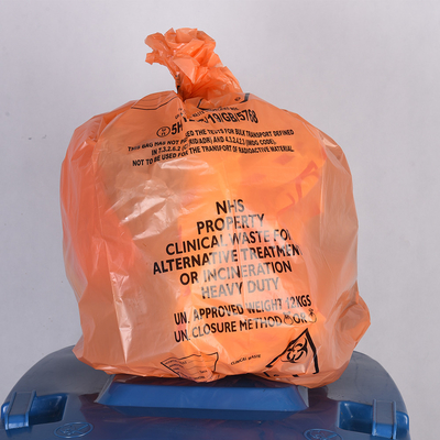 Autoclave rojo amarillo Bolsas de basura médica de plástico Bolsas de basura de residuos Bolsas de riesgo biológico en rollo