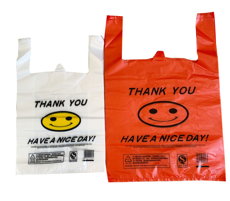 Bolsa de plástico camiseta Bolsa de compras hecha por con 5-100 mic Espesor HDPE/LDPE/LLDPE