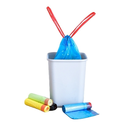 Logotipo personalizado de la cuerda de tira bolsas de basura coloridas bolsas de basura pequeñas desechables casa