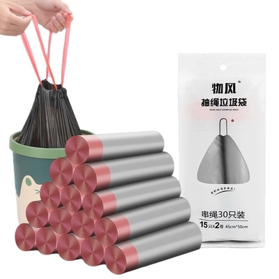 Bolsa de basura de plástico de cuerda de tira de trabajo pesado personalizable para sus requisitos específicos