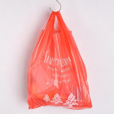 Logotipo personalizado Impresión offset de HDPE Bolsas de camisetas para envío en negro / blanco / claro