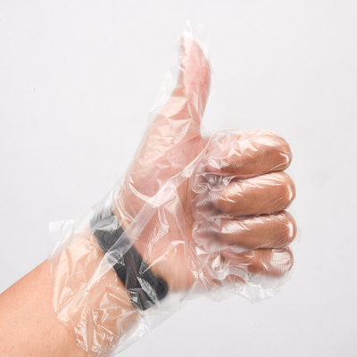 Manipulación de alimentos Oportunidad Selección PE plástico HDPE Guantes desechables en transparente