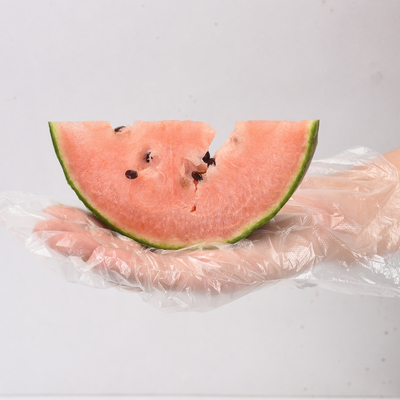 Manipulación de alimentos Oportunidad Selección PE plástico HDPE Guantes desechables en transparente