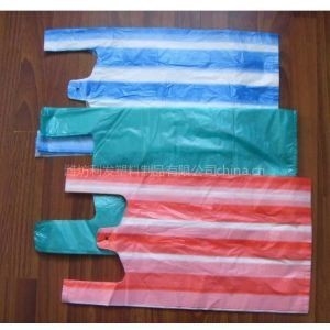 Bolsas de camisetas de color rayado OK Compost Bolsa de compras certificada Tamaño personalizado