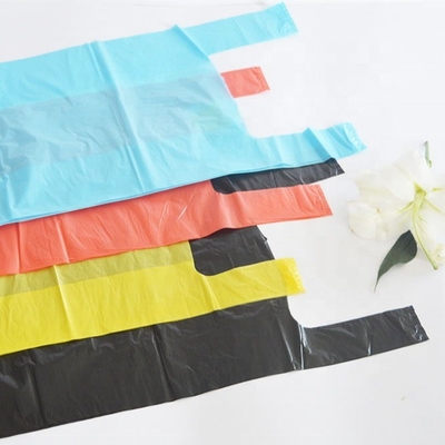 Bolsas de camisetas de compra de color PE biodegradables sostenibles y duraderas para el mercado de frutas