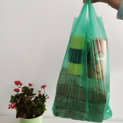Bolsas de camisetas de compra de color PE biodegradables sostenibles y duraderas para el mercado de frutas