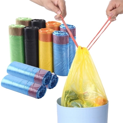 Bolsa de basura de HDPE de cuerda de tracción personalizada para compra a granel y personalización