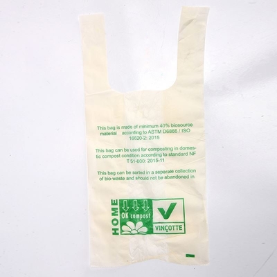Impresión de camisetas biodegradables Embalaje de compras Bolsas de plástico con mango para el supermercado