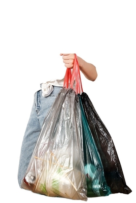 Saco de basura negro grueso portátil para recolección de basura personalizada