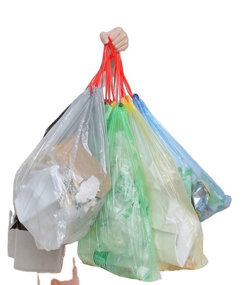 Bolsa de basura de PE reciclado de colores Bolsa de basura de cuerda para una solución ecológica de desechos