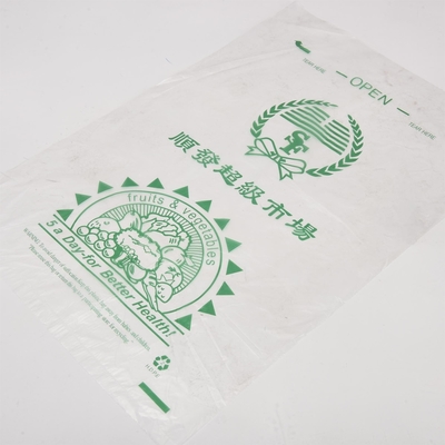 5-40 mic Espesor Impresión de plástico personalizada Embalaje de supermercado Bolsa plana de productos en rollo