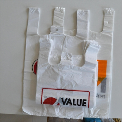 Bolsa de camiseta negra de plástico HDPE para compras en el supermercado