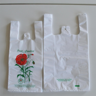 Bolsa de camiseta negra de plástico HDPE para compras en el supermercado