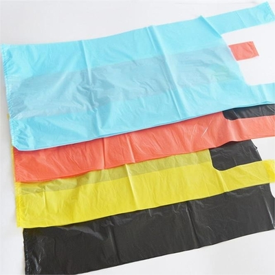 Bolsa de camiseta negra de plástico HDPE para compras en el supermercado