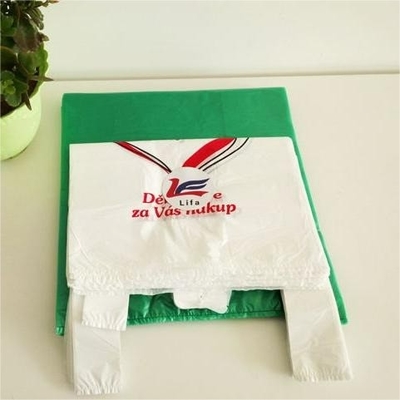 Bolsa de camiseta negra de plástico HDPE para compras en el supermercado