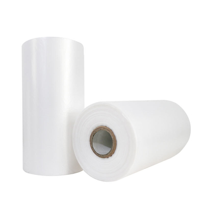 Bolsa plana de alimentos biodegradable de HDPE transparente impresa a medida en rollo para supermercados 5-100 Mic