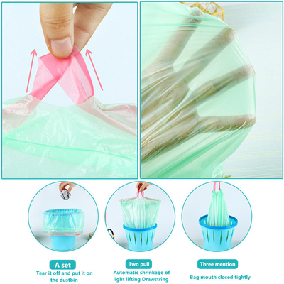 Pedido personalizado Aceptado Bolsa de basura de cucina con cuerda de tira HDPE/LDPE/LLDPE para residuos de cocina