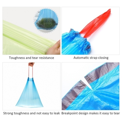 Pedido personalizado Aceptado Bolsa de basura de cucina con cuerda de tira HDPE/LDPE/LLDPE para residuos de cocina