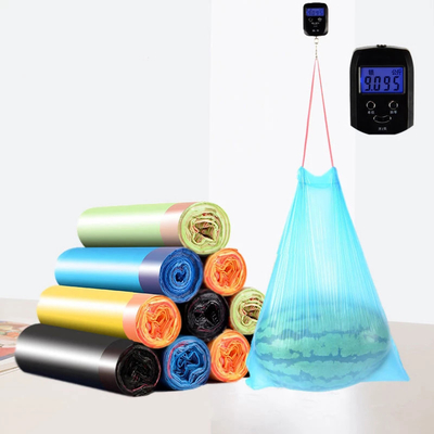 Pedido personalizado Aceptado Bolsa de basura de cucina con cuerda de tira HDPE/LDPE/LLDPE para residuos de cocina