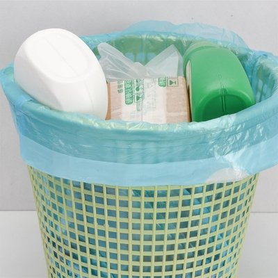 Impresión offset de plástico desechable de cuerda de tira envasado de basura bolsa de basura