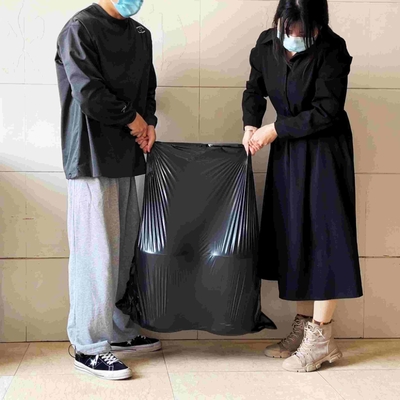 Bolsa de basura de plástico negro HDPE conveniente para la eliminación de desechos ecológicos