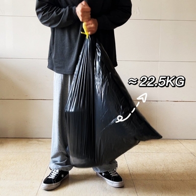 Bolsa de basura de plástico grande de 100L negro reutilizable en rollo para 55 galones y impresión offset