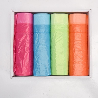 Bolsas de basura de plástico de cuerdas de dibujo gruesas y coloridas en rollo para la gestión limpia de residuos
