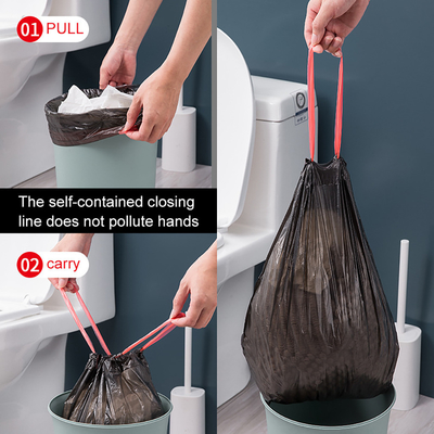 Saco de basura de cuerdas negras para residuos de cocina en material HDPE/LDPE/LLDPE