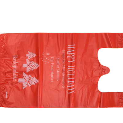 T-shirt de diseño personalizado de HDPE con manguera ancha Bolsa de plástico para desechos y eliminación de alimentos