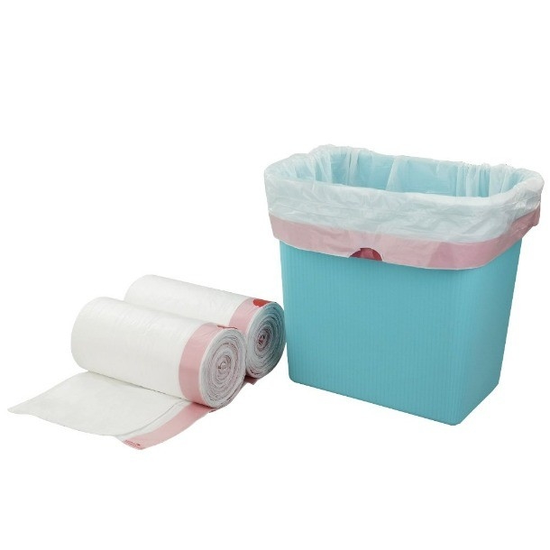 5-50 mic Espesor 13 galones Rosa bolsa de basura de cocina con cuerda de tracción y pedido personalizado