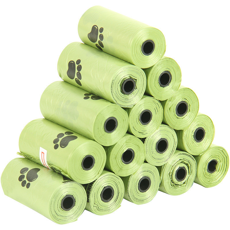 15 PCS/rollo Bolsas biodegradables de basura para mascotas Bolsa de camiseta Tipo de bolsas para perros Suministros de bolsas de caca