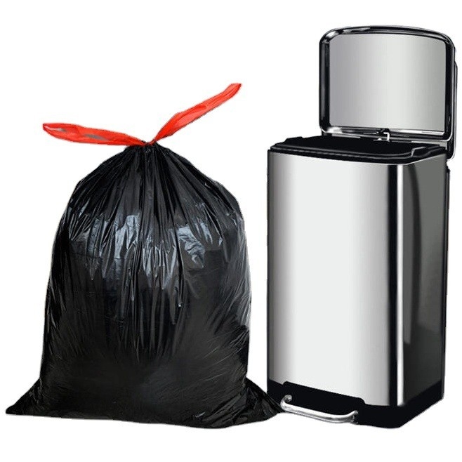 Bolsa de basura con cuerda de tracción personalizada de 30 galones en HDPE/LDPE/LLDPE para la eliminación conveniente de residuos