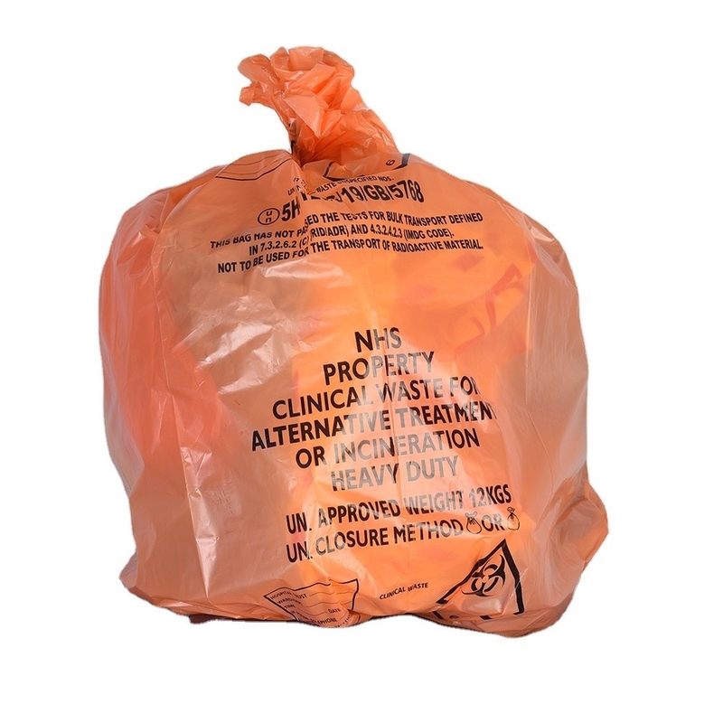 1 tonelada Logotipo personalizado Bolsa de revestimiento médico Bolsa de seguridad amarilla directa Bolsas aceptadas de HDPE CN SHN