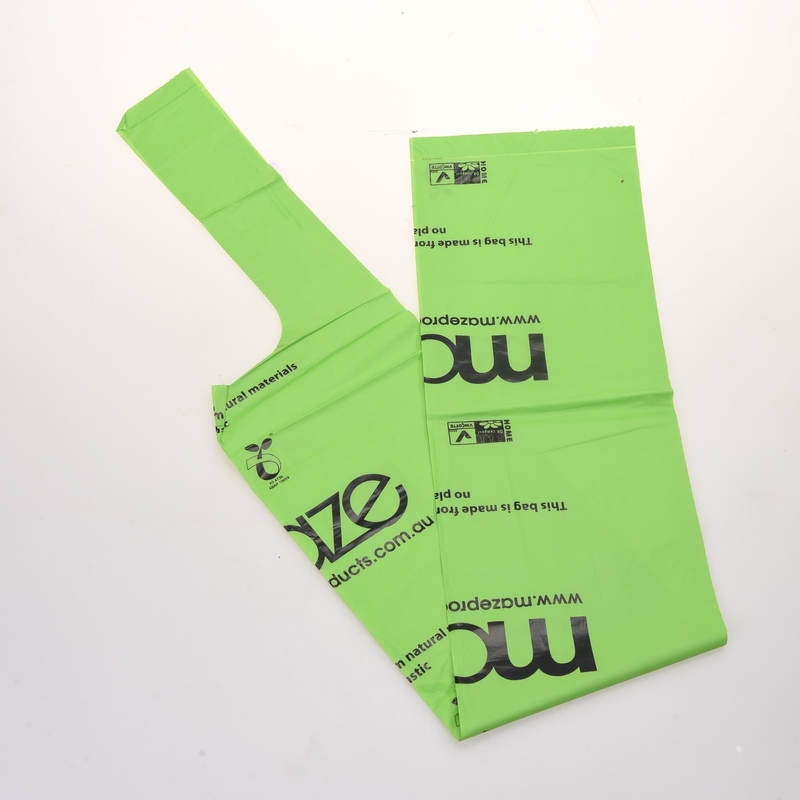 Bolsas de basura de camisetas con logotipo personalizado y material biodegradable de almidón de maíz