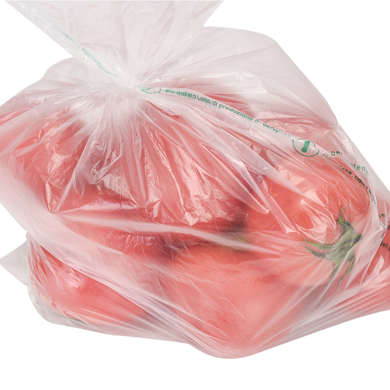 Embalaje de alimentos HDPE transparente Bolsa plana en un rollo Para frutas Muestra de pan de verduras
