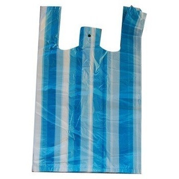 Bolsas de camisetas de color rayado OK Compost Bolsa de compras certificada Tamaño personalizado