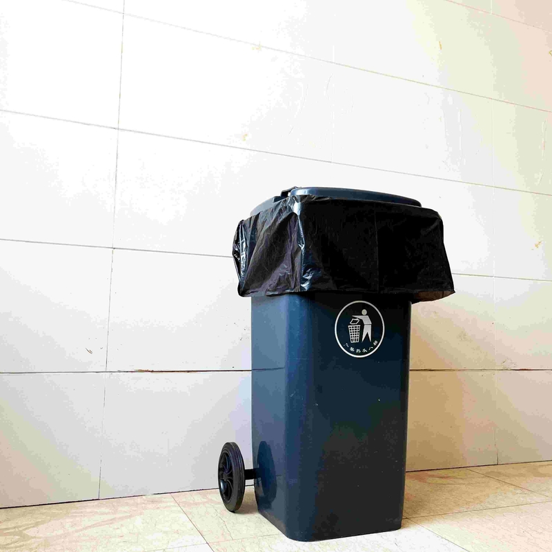 Bolsa de basura de plástico negro HDPE conveniente para la eliminación de desechos ecológicos