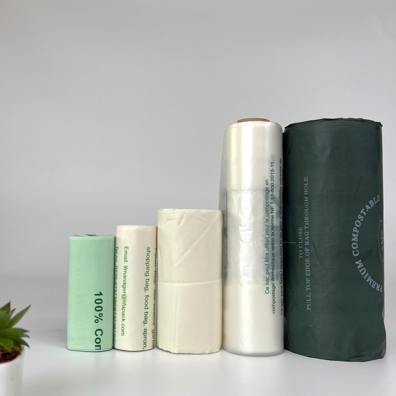 Bolsa de camisetas biodegradable en rollo hecha de material PBAT para envases ecológicos