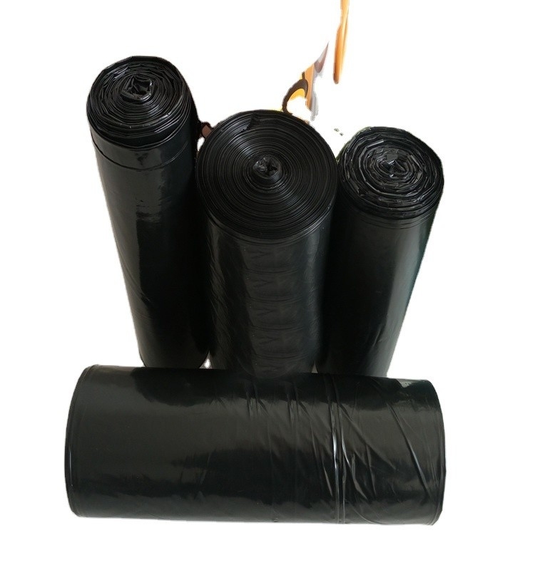5-100 mic Espesor Certificado de compostaje correcto Bolsas negras recicladas en rollo para basura